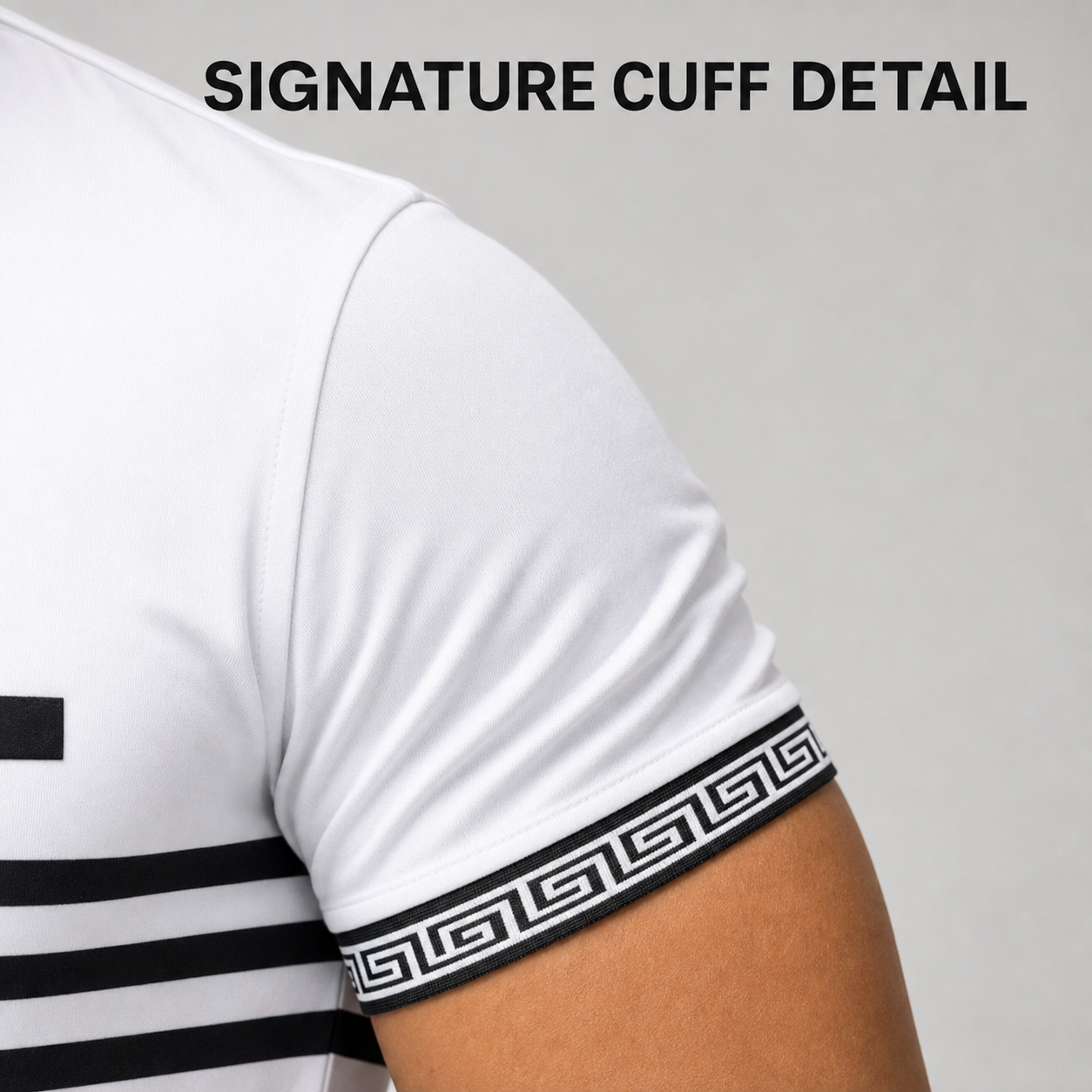Men's polo geometric short sleeve cuff detail