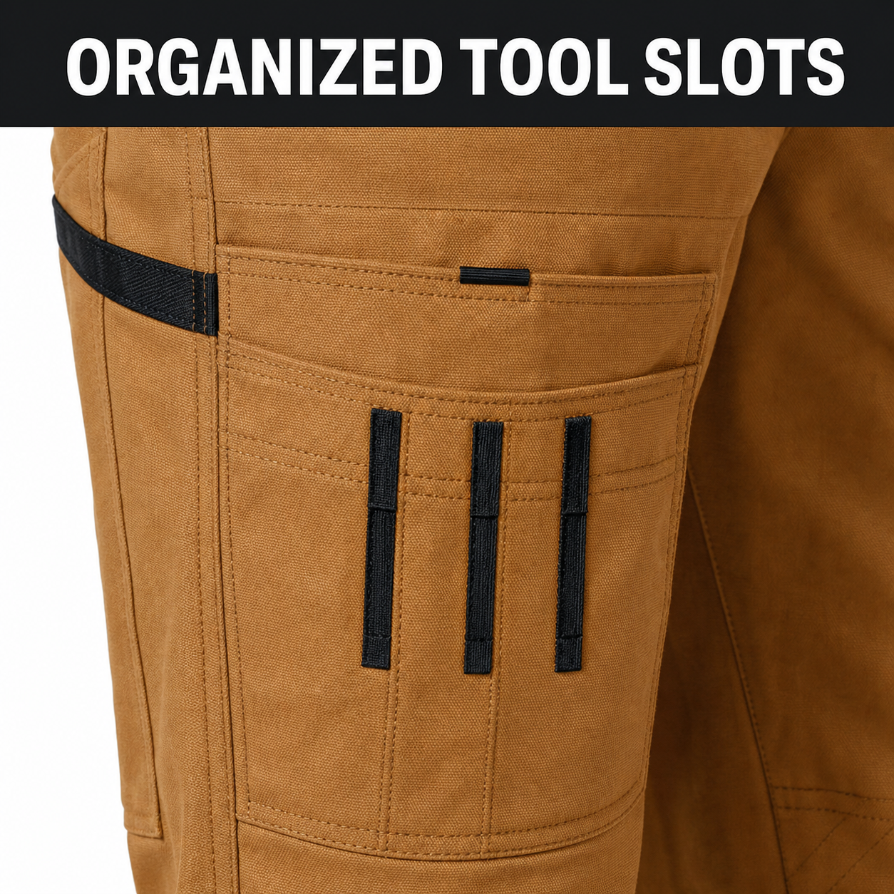 Organized three-slot tool pocket detail