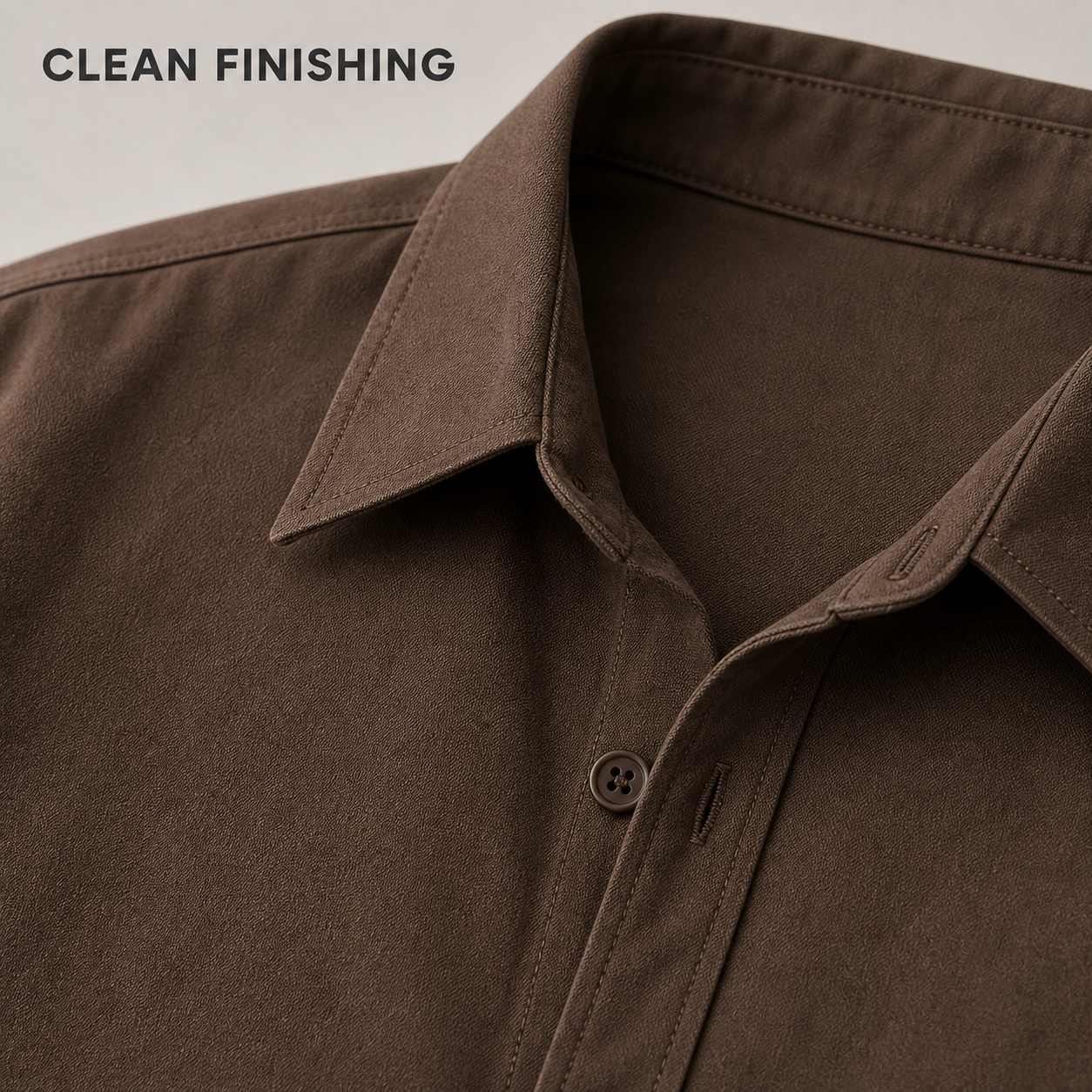 Clean button placket cuff and hem stitching detail