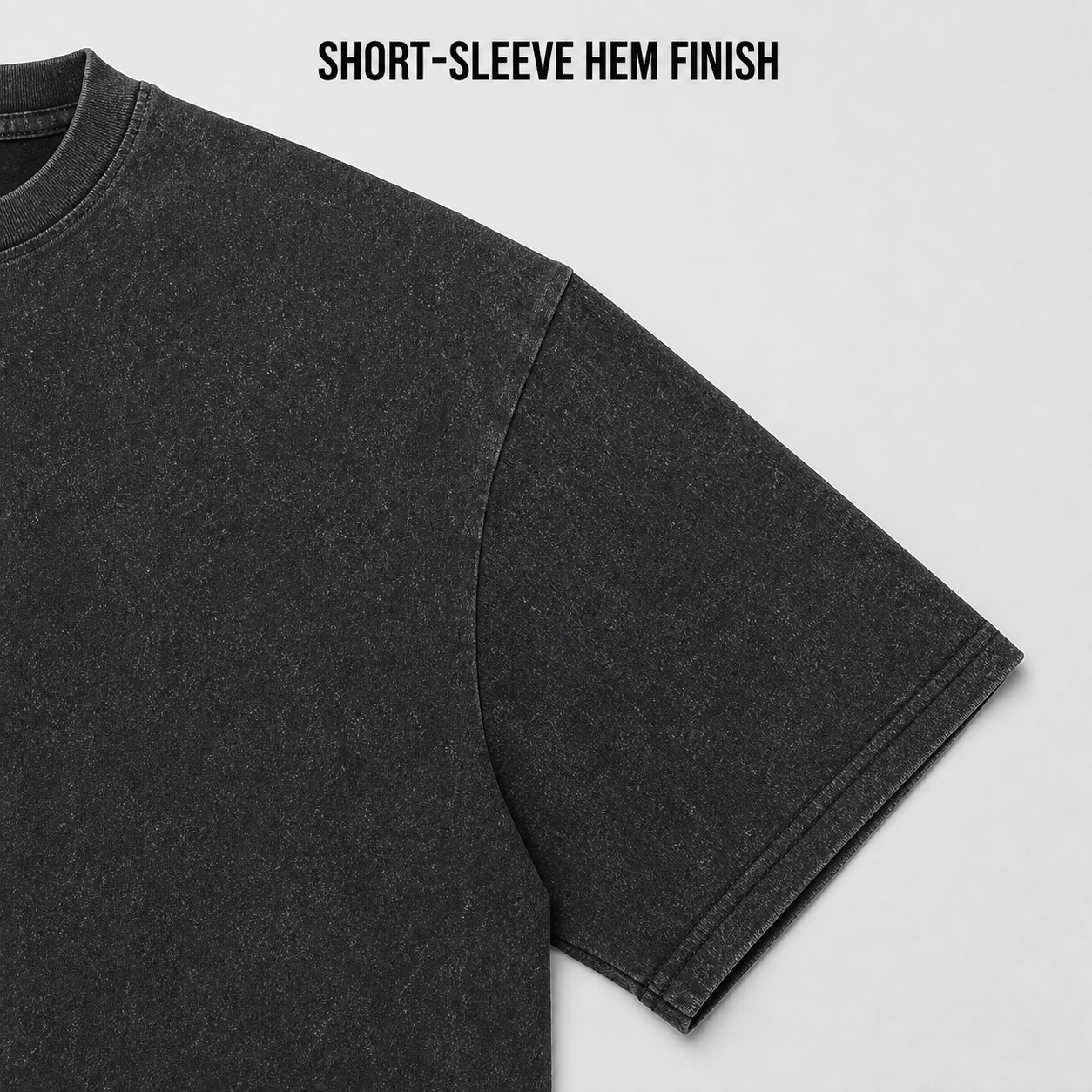Short sleeve opening and double-stitched edge detail