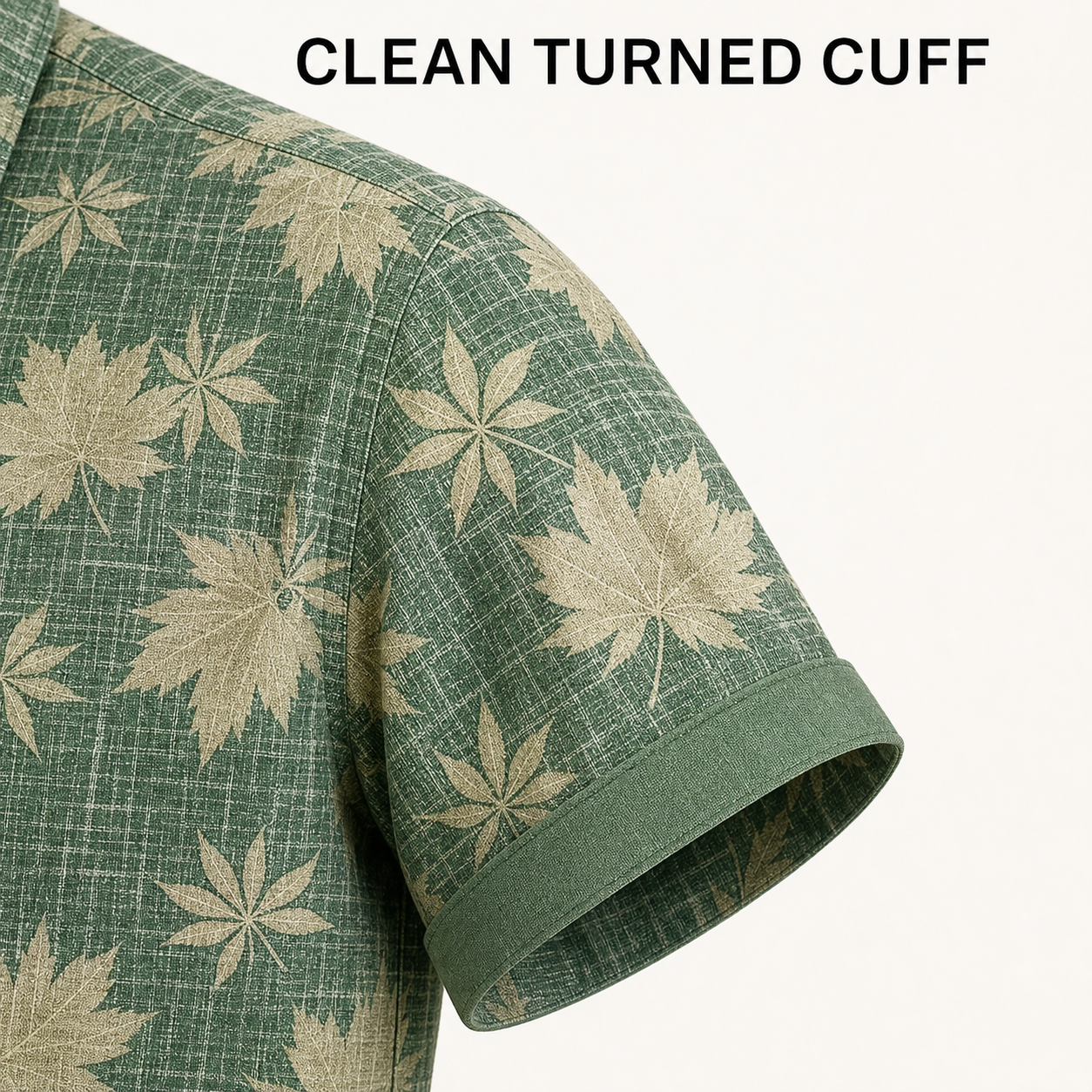 Clean turned short sleeve cuff stitching detail