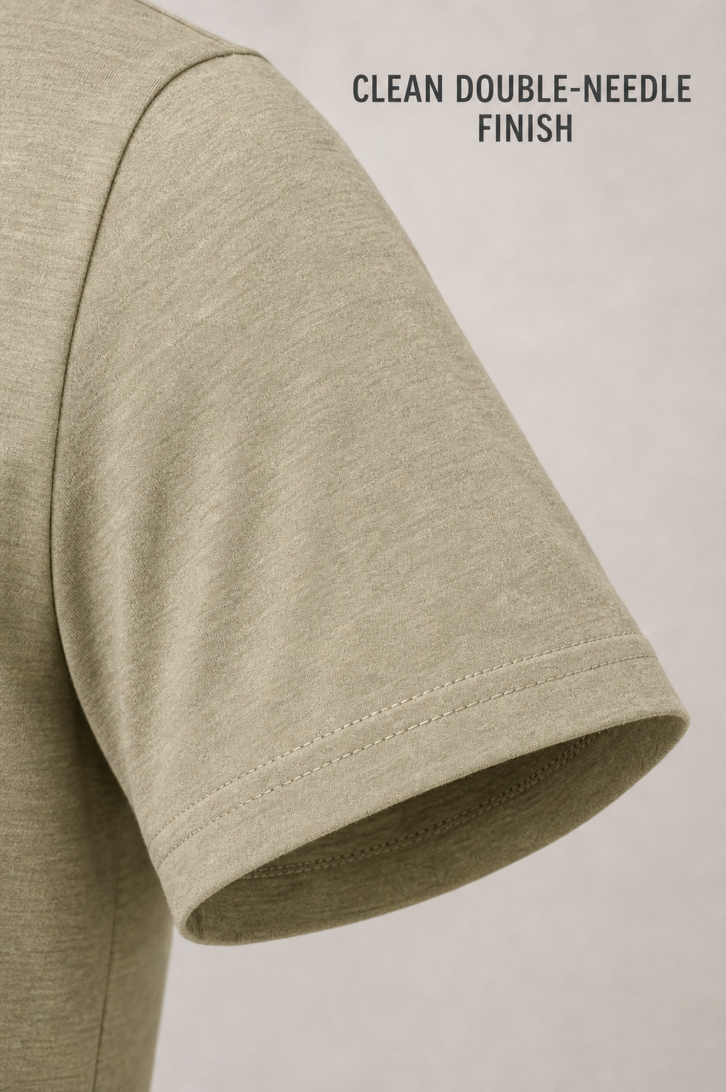 Short sleeve double-needle finish detail