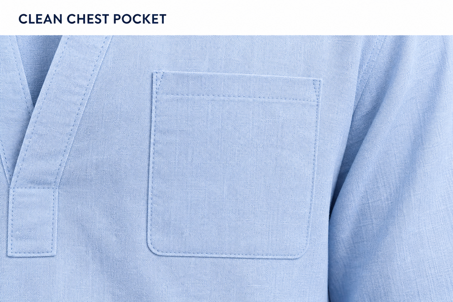 Clean single chest pocket construction detail