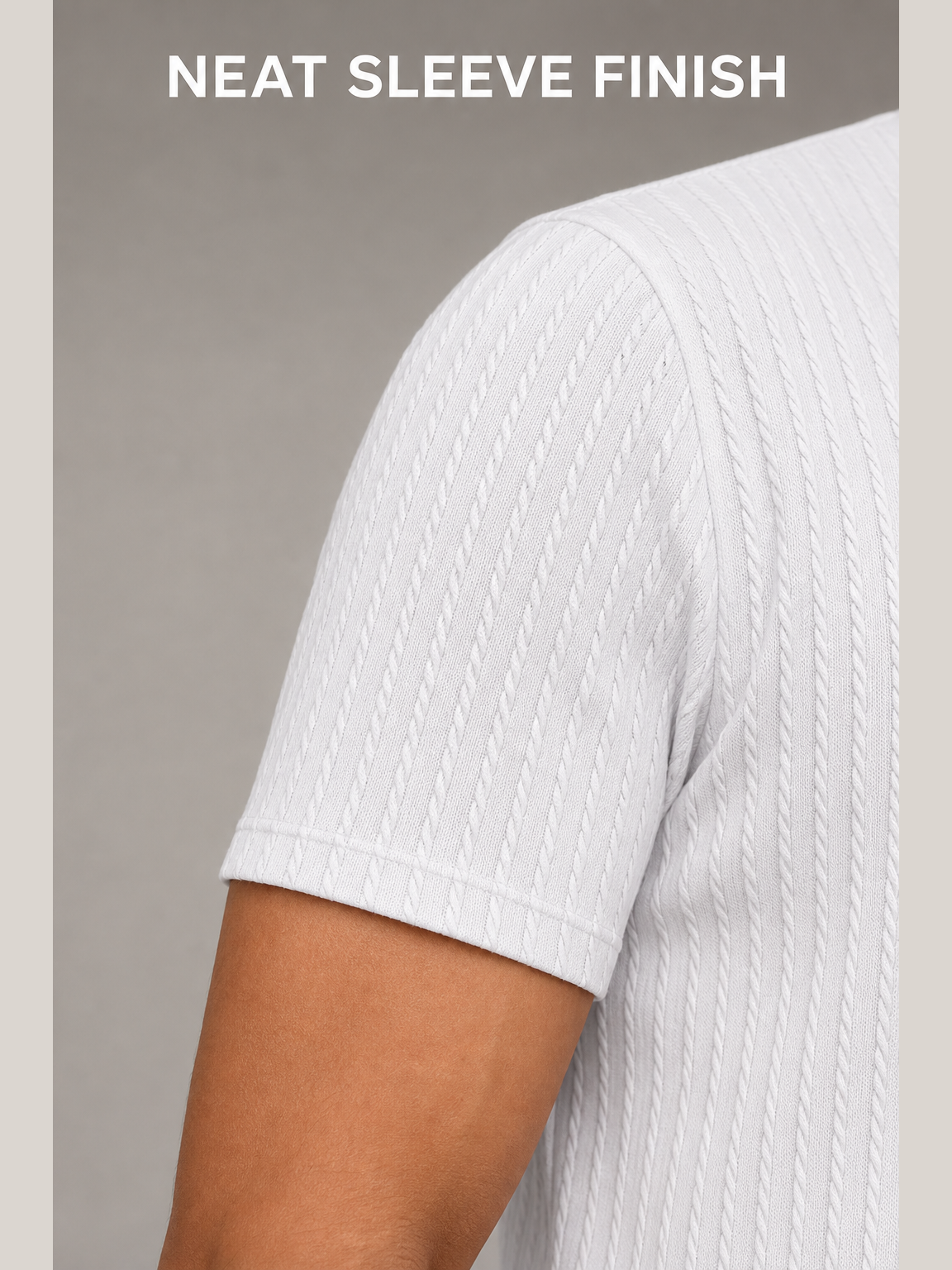 Neat short sleeve finish and cable knit craftsmanship