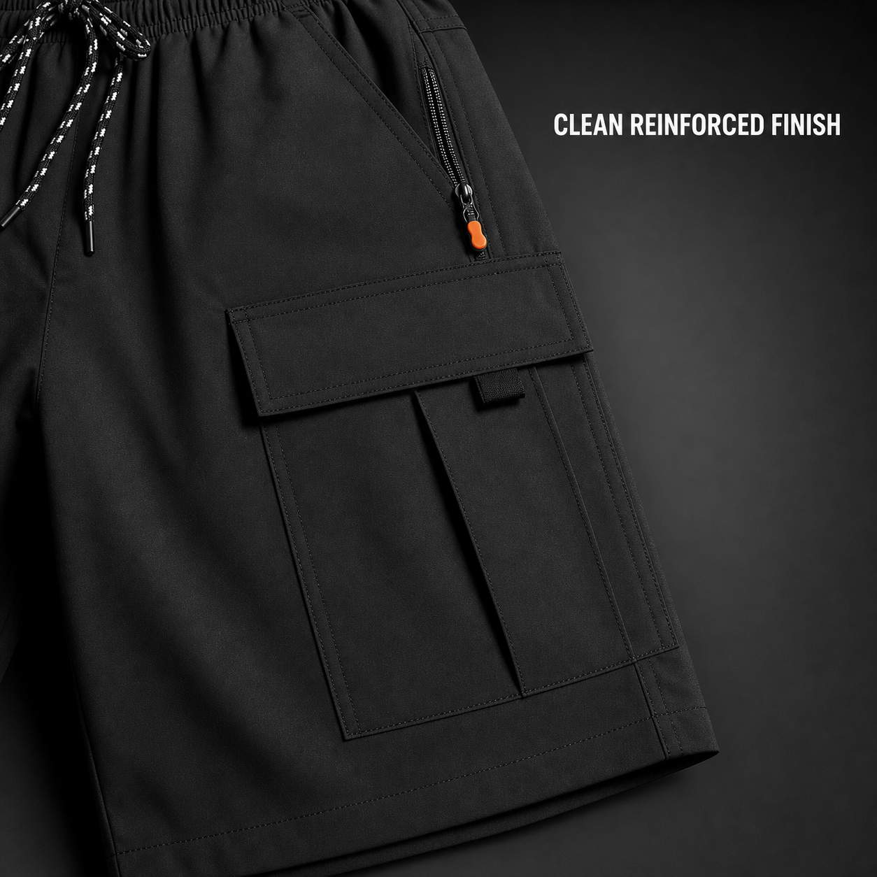 Reinforced pocket edge and clean hem stitching detail