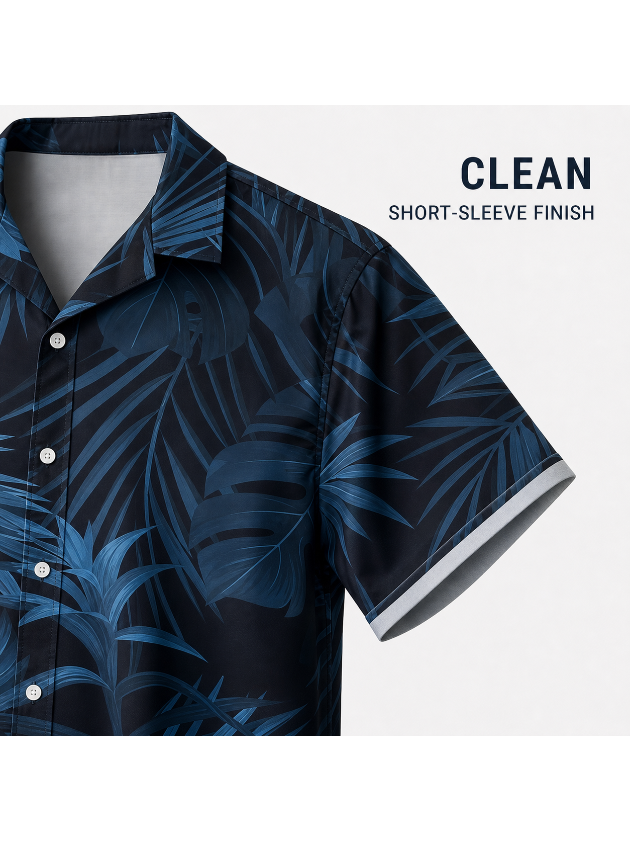 Clean short-sleeve turned-edge finish