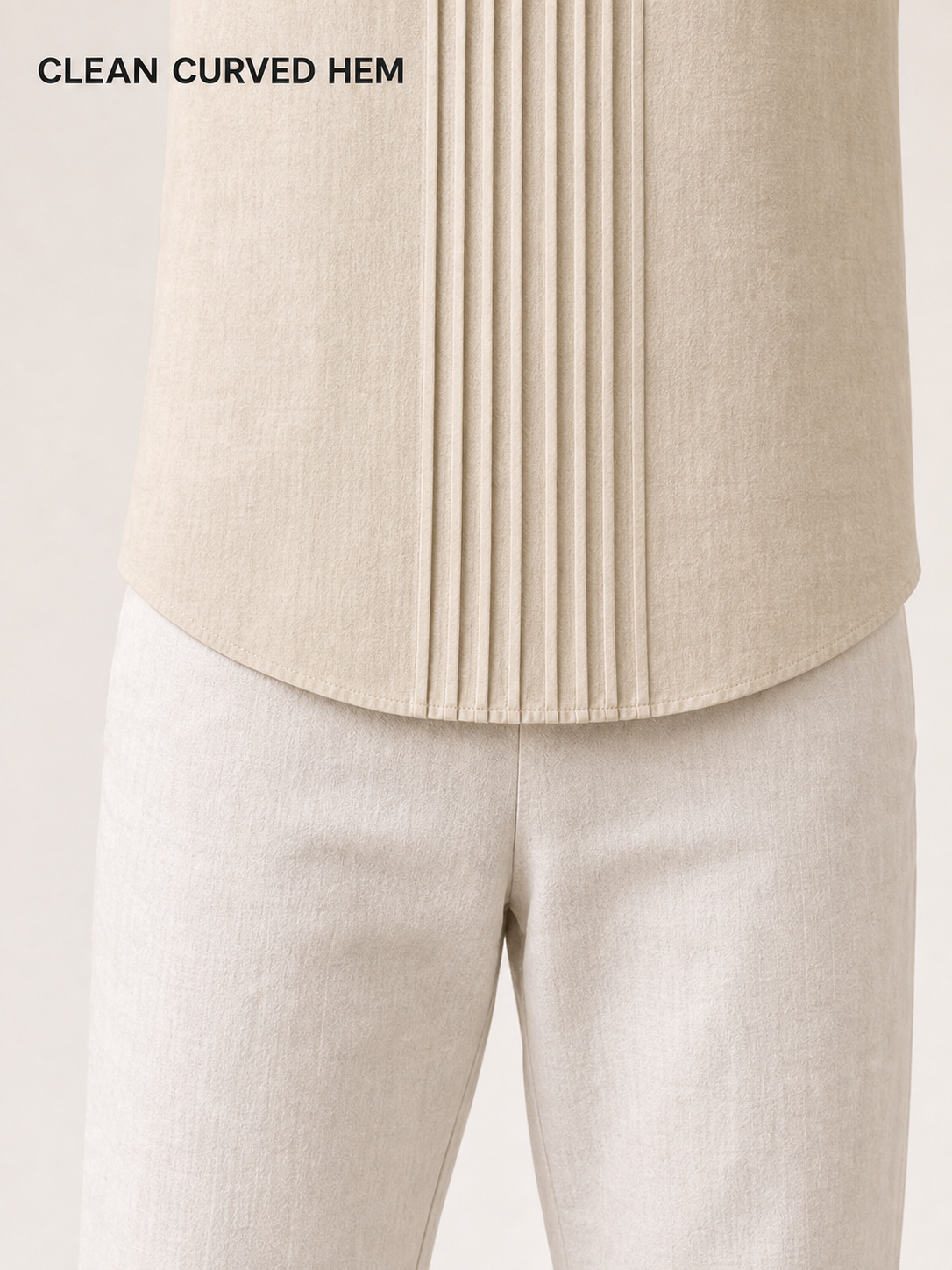 Clean curved hem craftsmanship detail