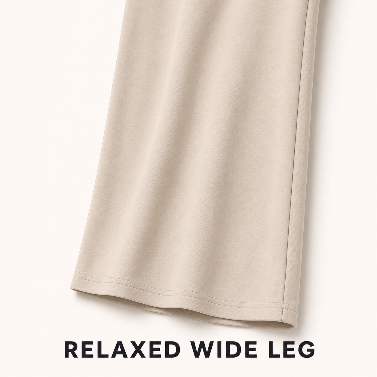 Relaxed wide-leg pants hem and stitching detail