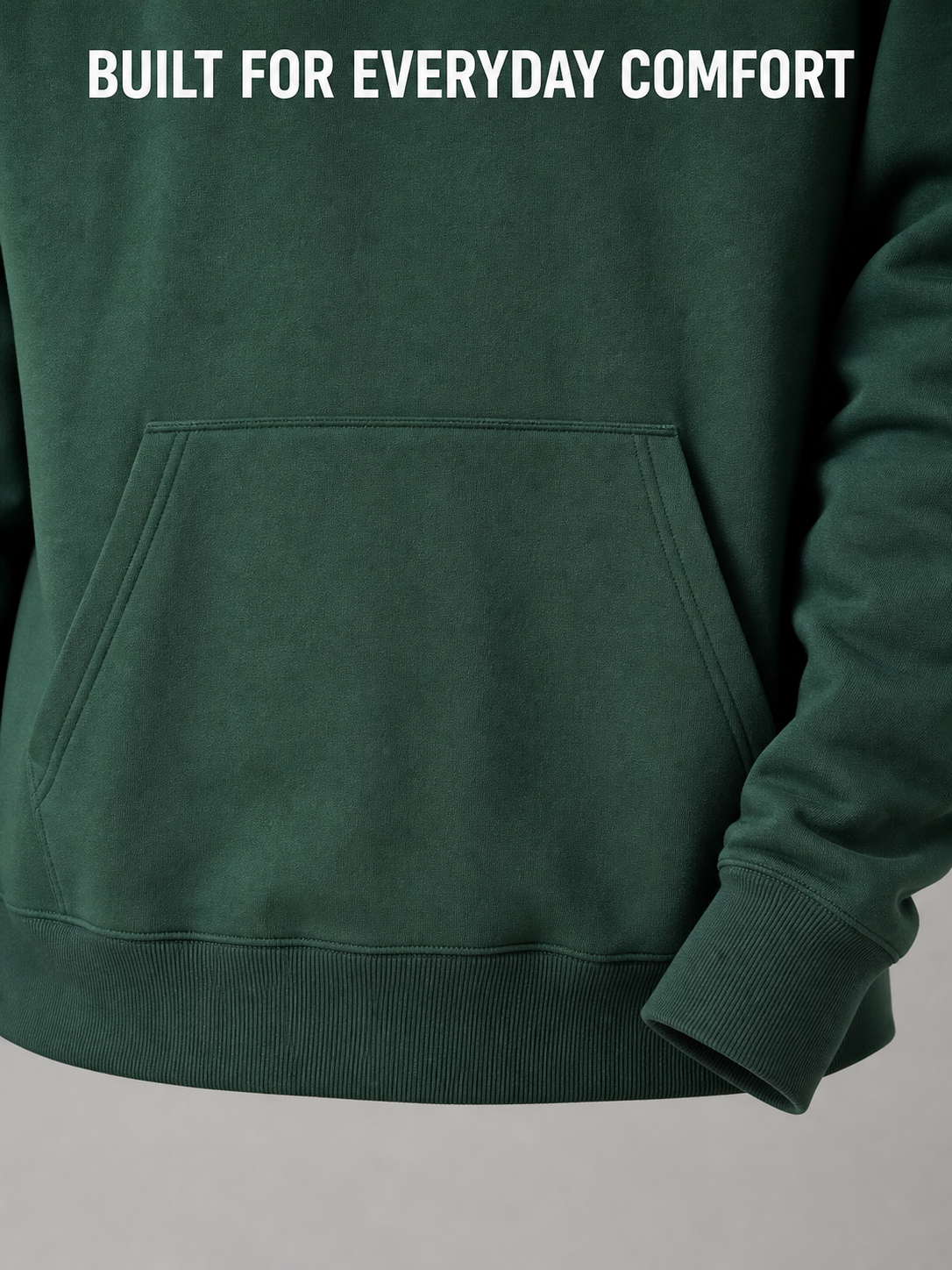 Kangaroo pocket rib cuff and hem workmanship