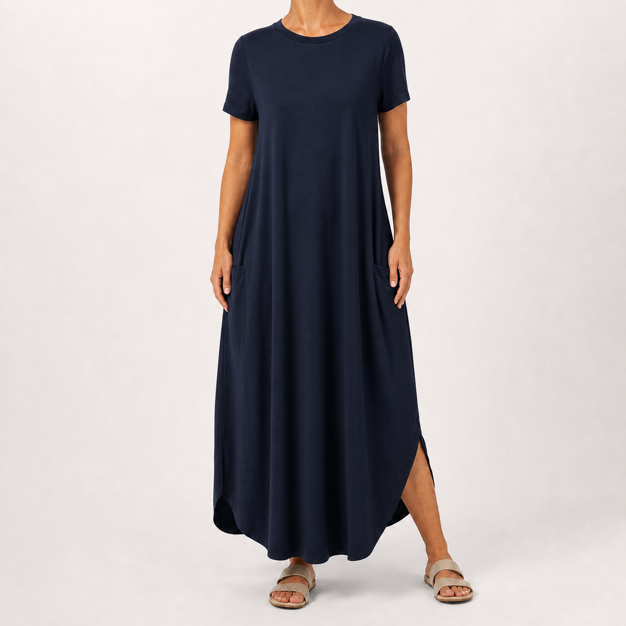 Deep navy women's relaxed pocket maxi dress