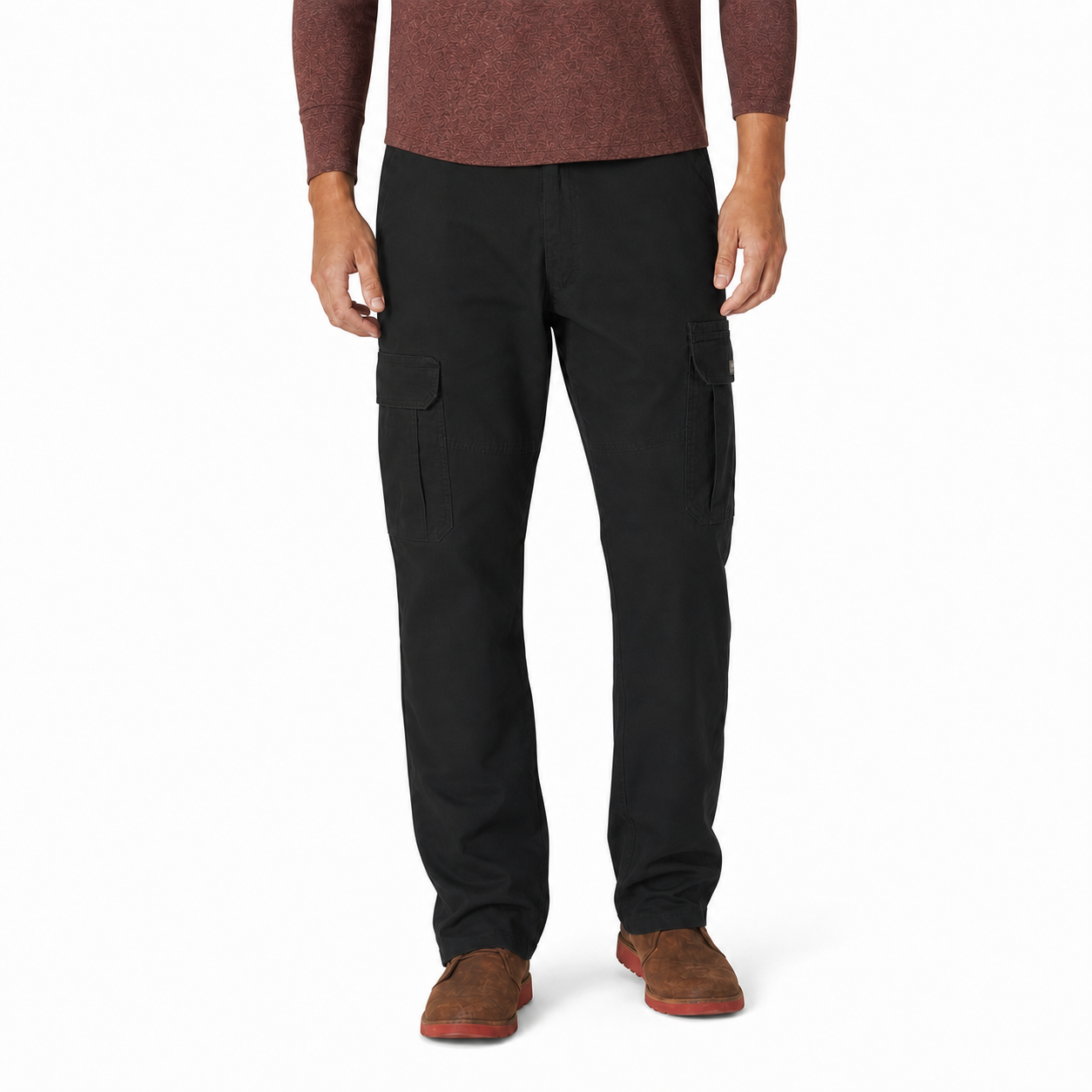 Black men's relaxed straight cargo pants
