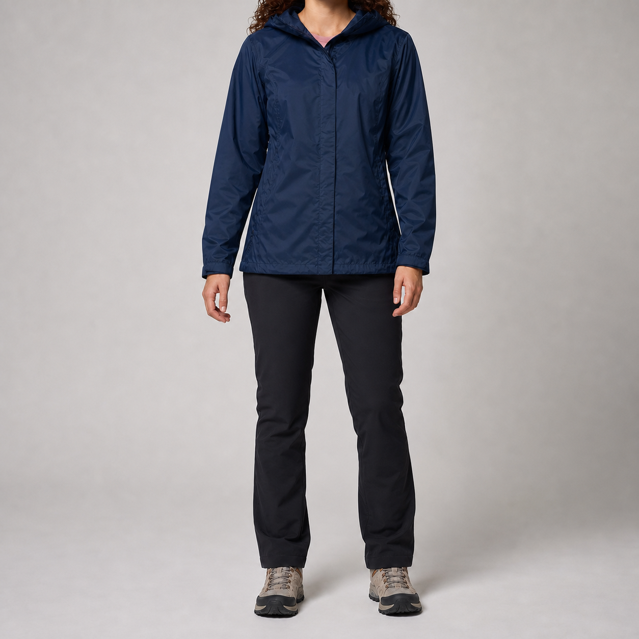 Deep navy lightweight hooded shell jacket
