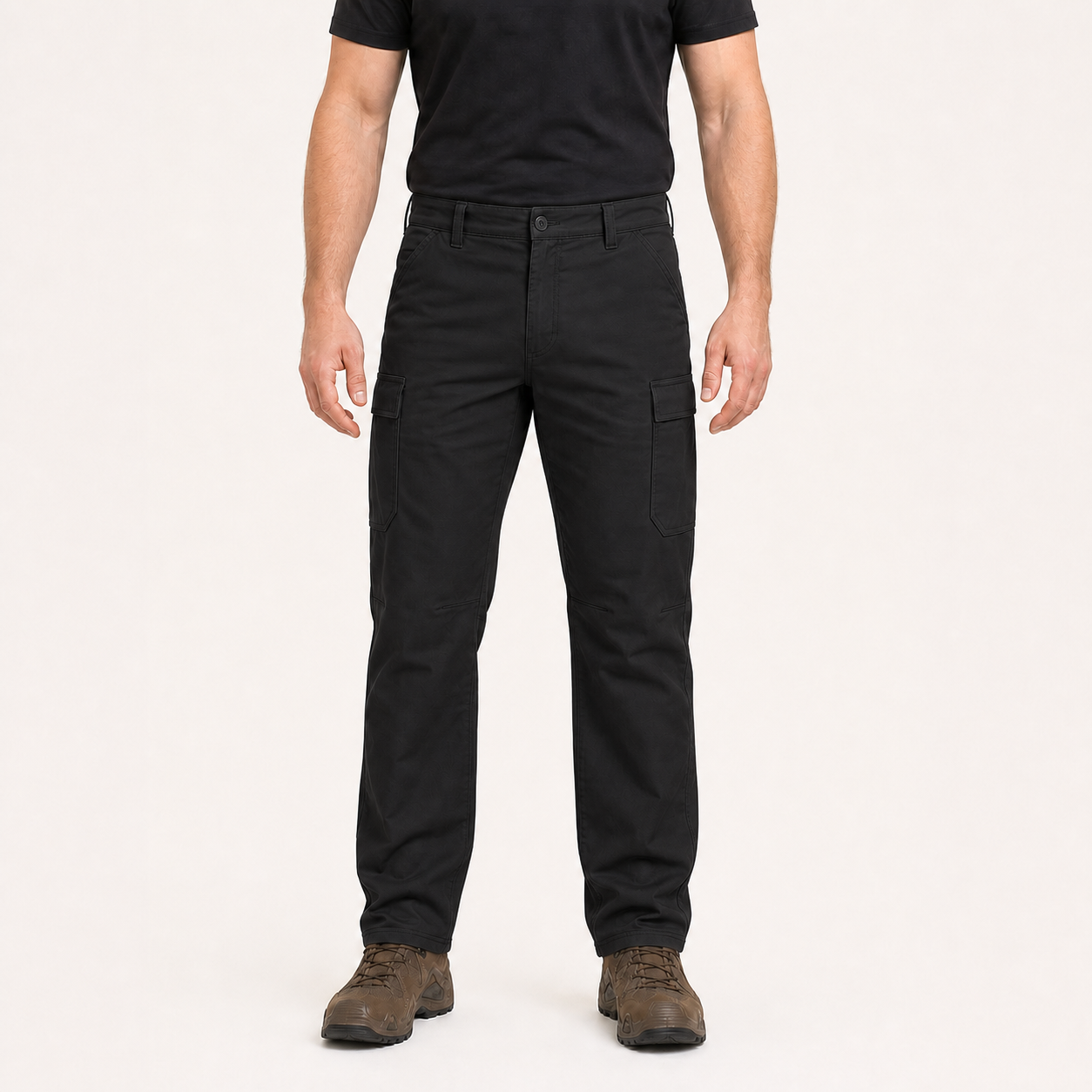 Black men's straight leg cargo pants