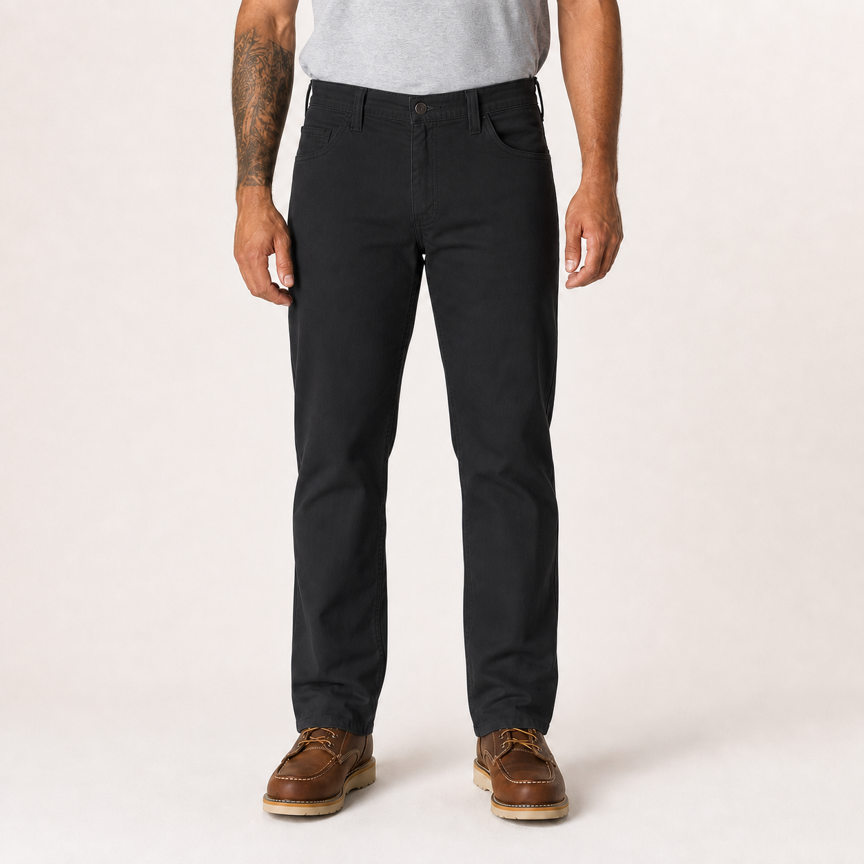 Men's black classic straight-fit pants