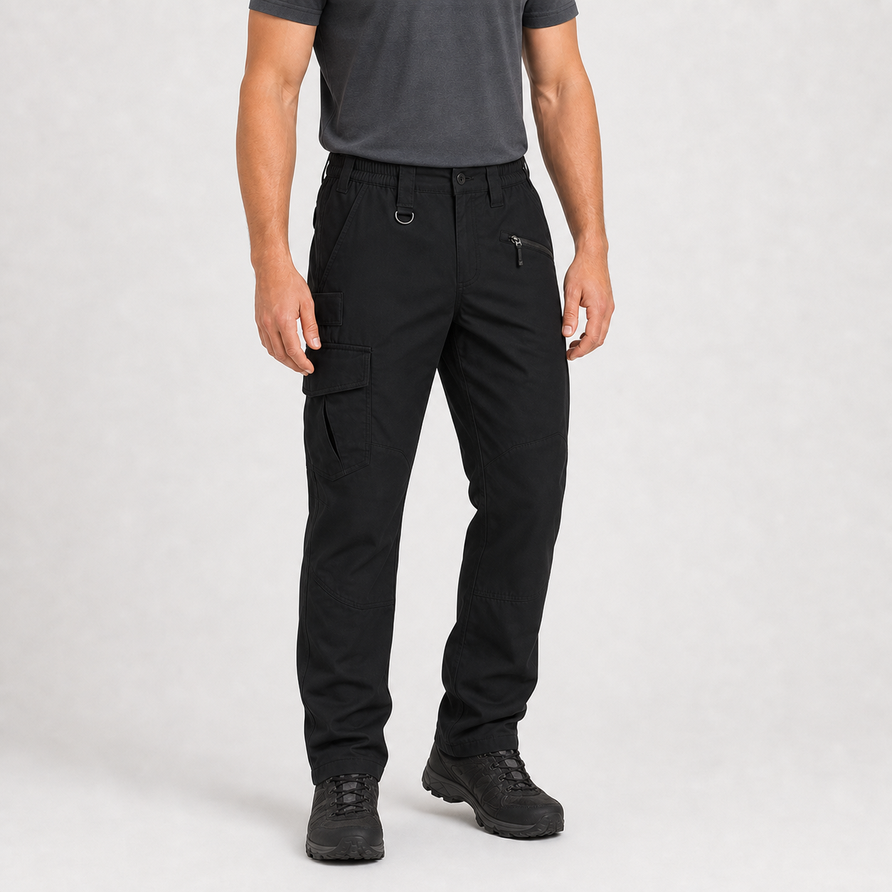 Black men's cargo hiking pants