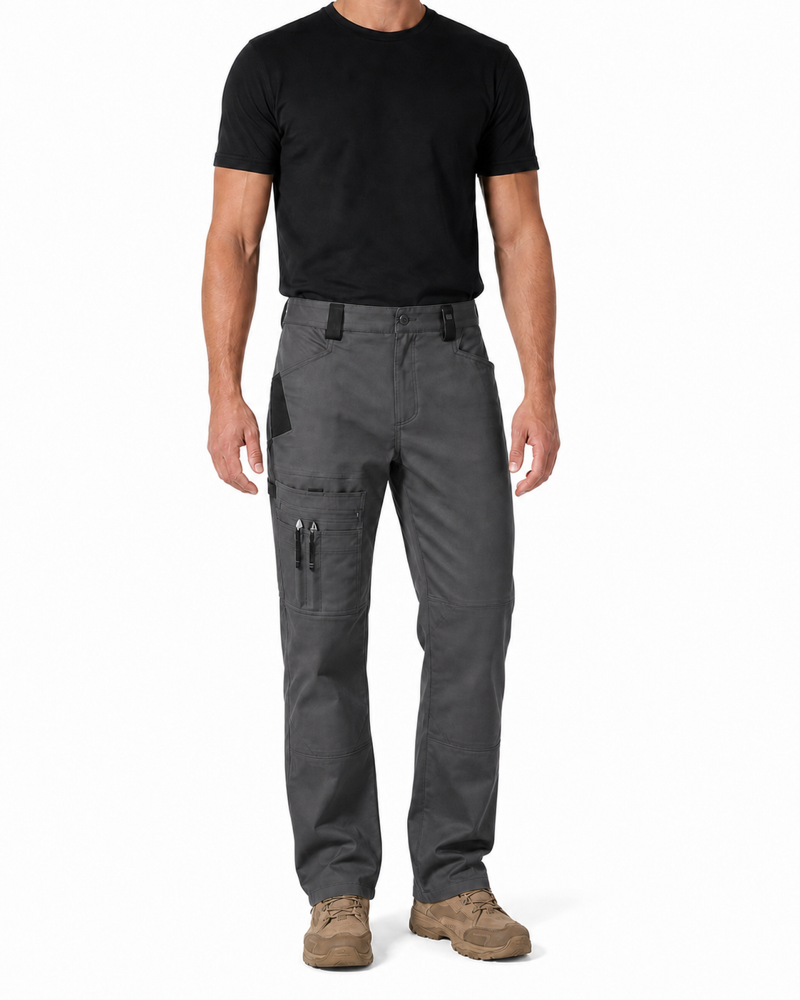 Charcoal gray men's tool-pocket work pants