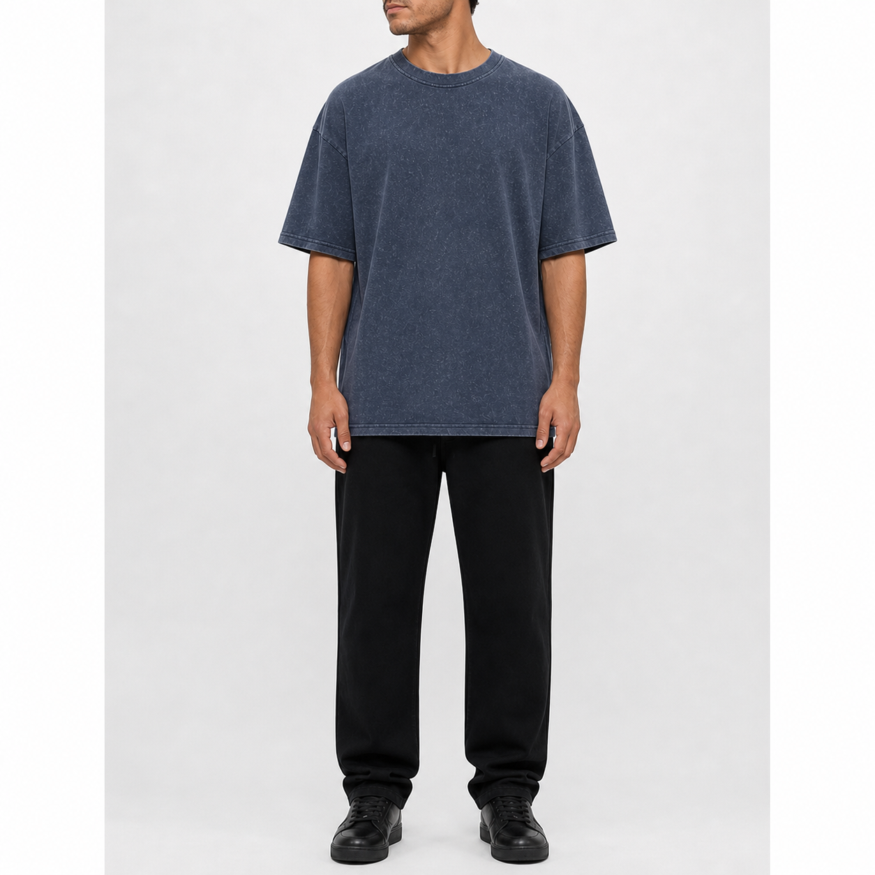 Washed navy men's oversized short-sleeve T-shirt