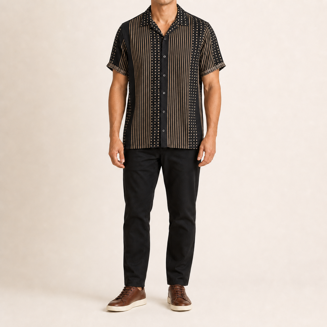 Black stripe short-sleeve shirt