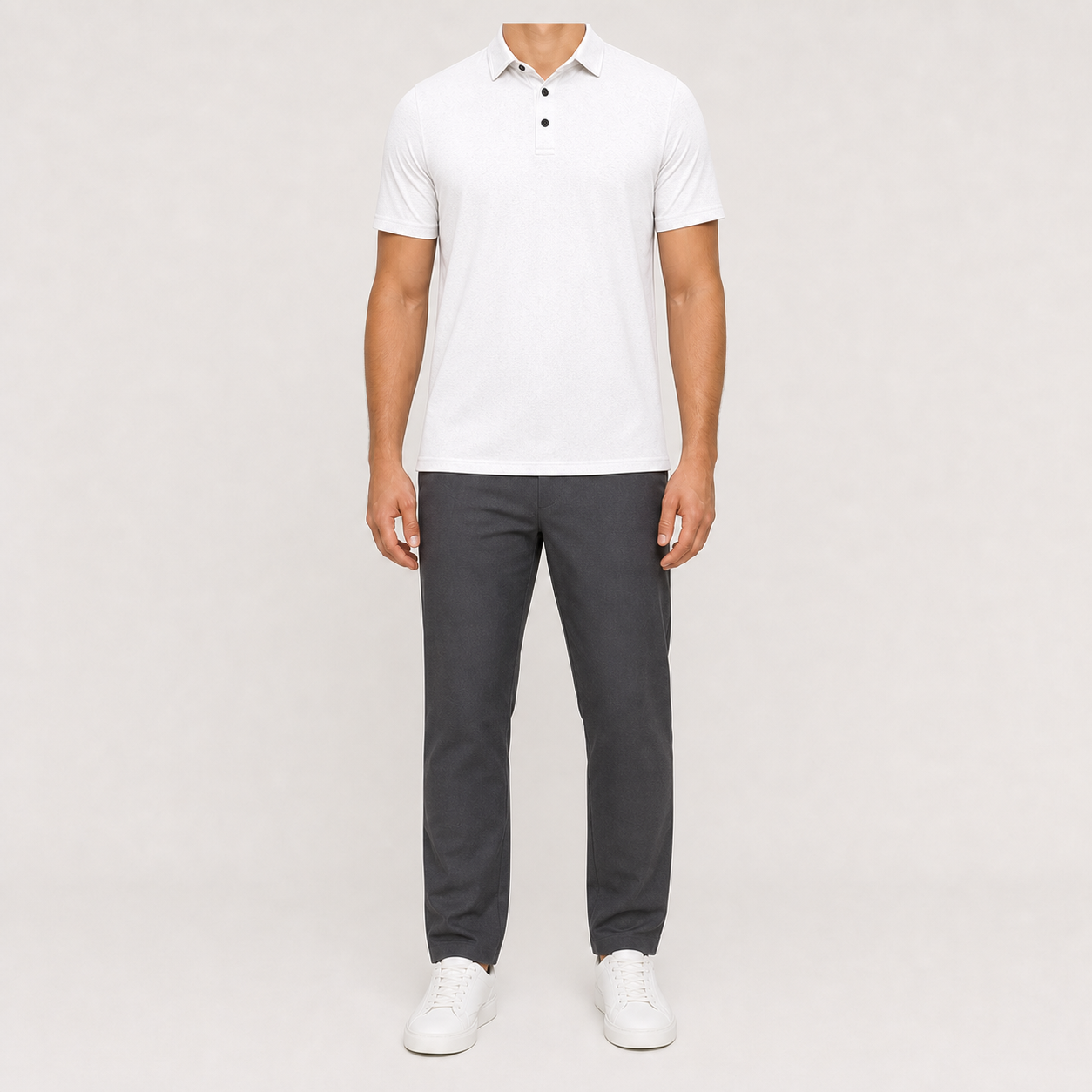 White men's heather-texture polo