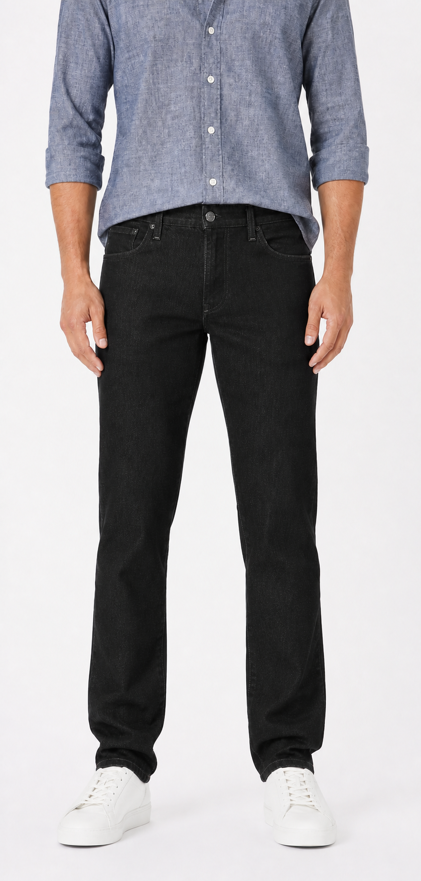Men's washed black regular tapered jeans