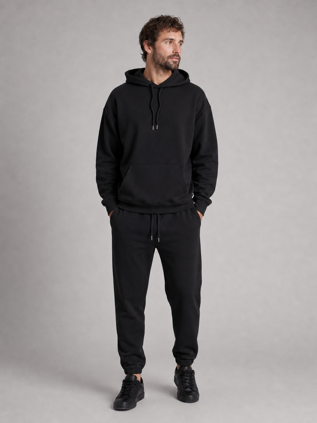 Men's hoodie and jogger set in true black
