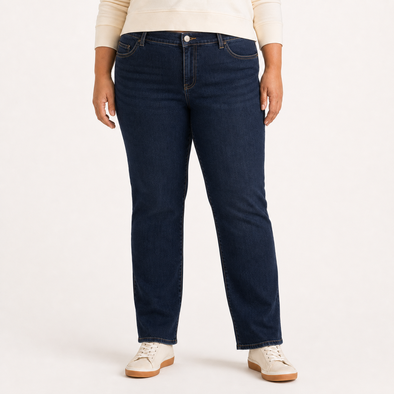 Women's dark indigo plus-size straight-leg jeans