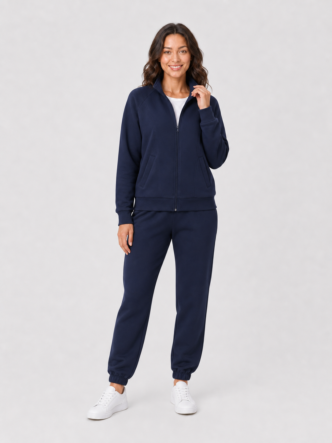 Women's jacket and jogger set in deep navy