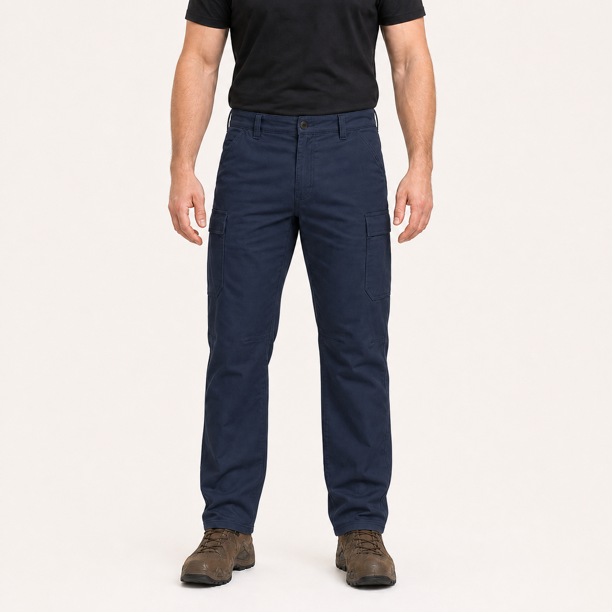 Deep navy men's straight leg cargo pants