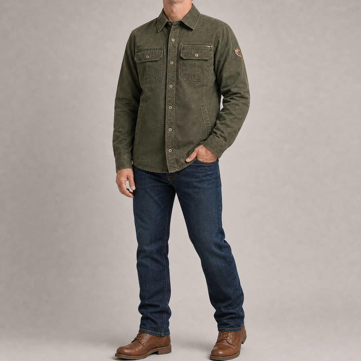 Men's olive canvas field jacket