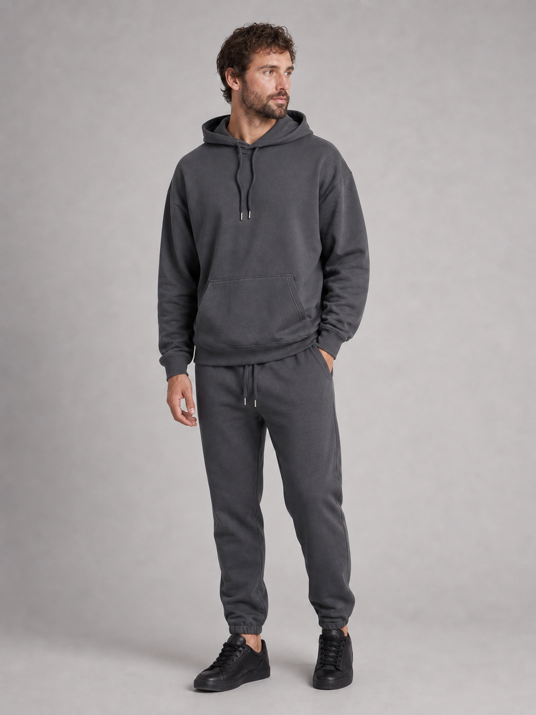 Men's hoodie and jogger set in charcoal gray