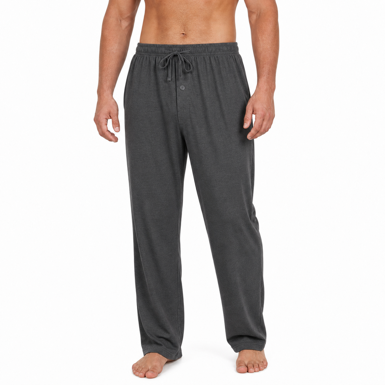 Men's charcoal knit drawstring lounge pants