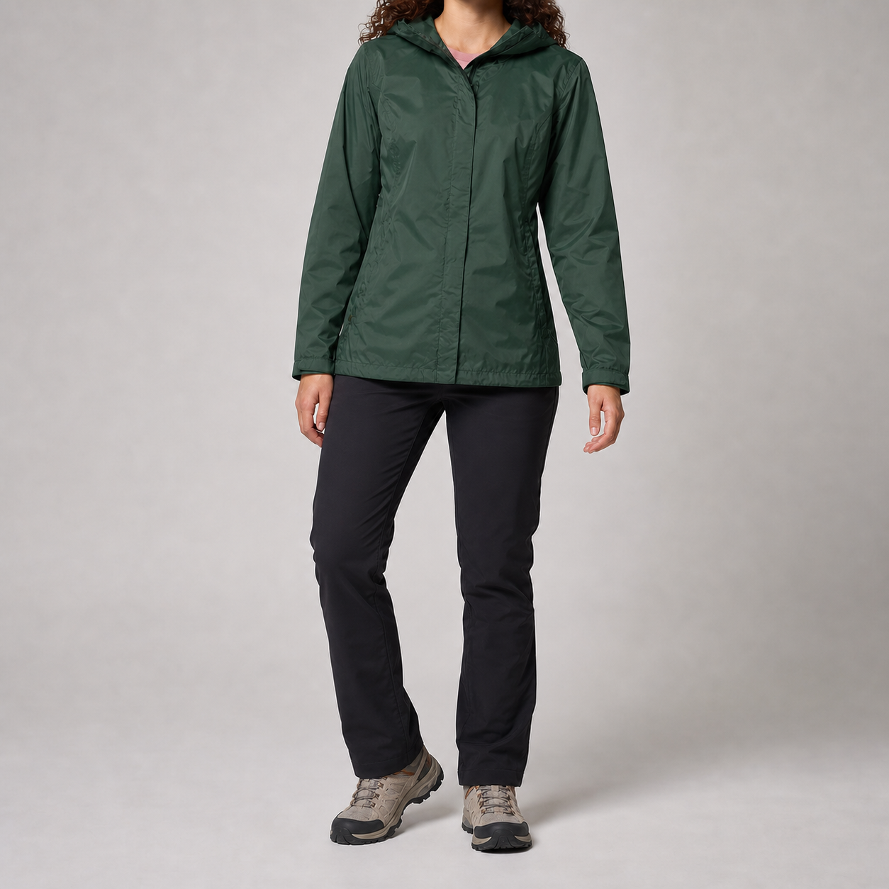 Forest green lightweight hooded shell jacket