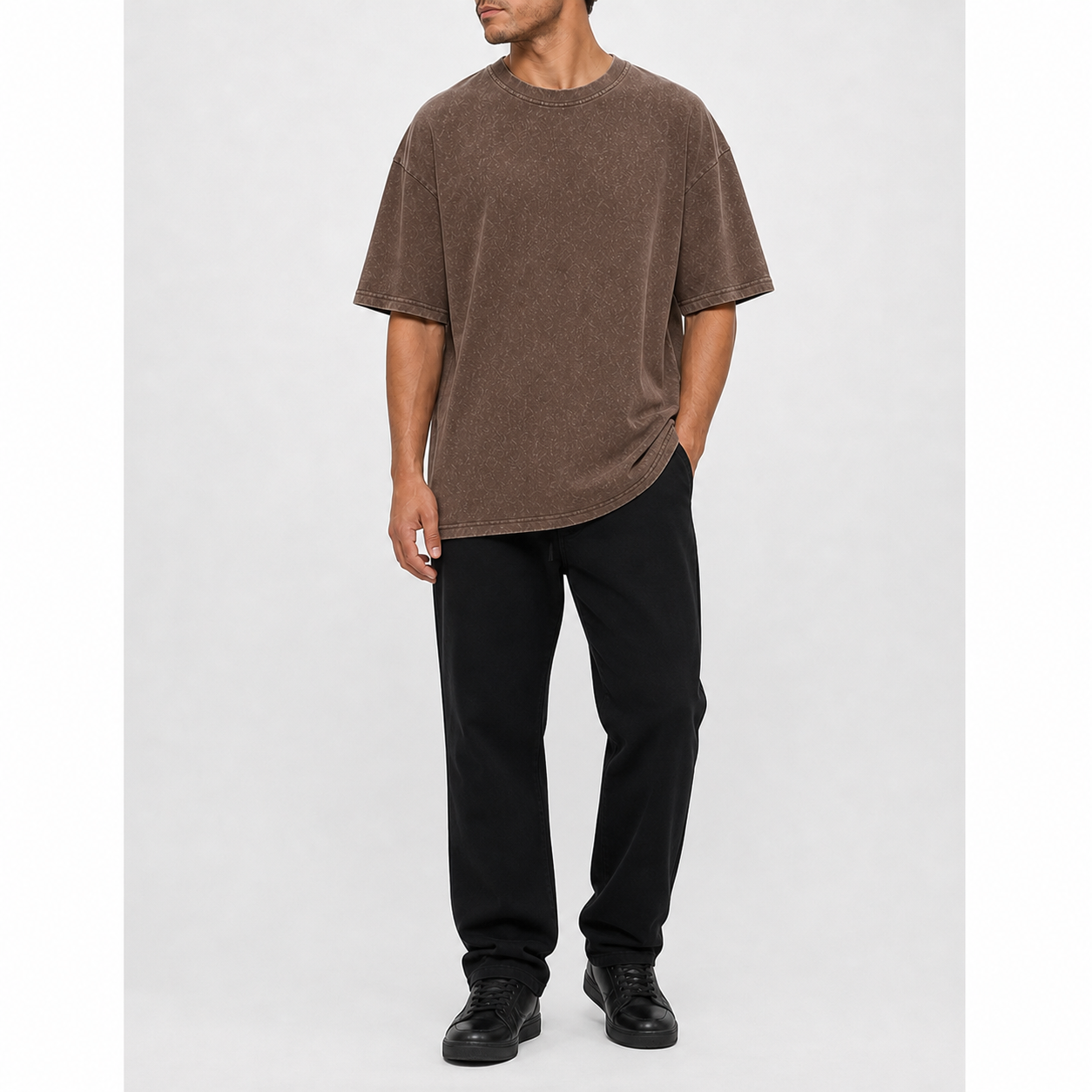 Dusty brown men's oversized short-sleeve T-shirt