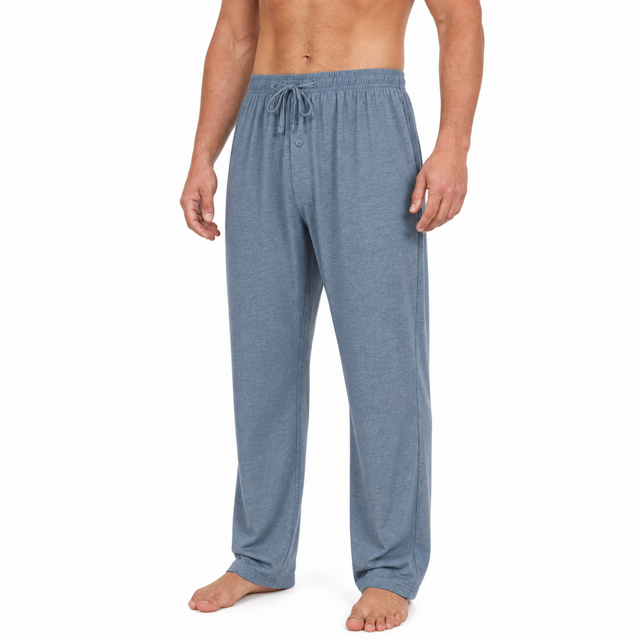 Men's heather blue knit drawstring lounge pants