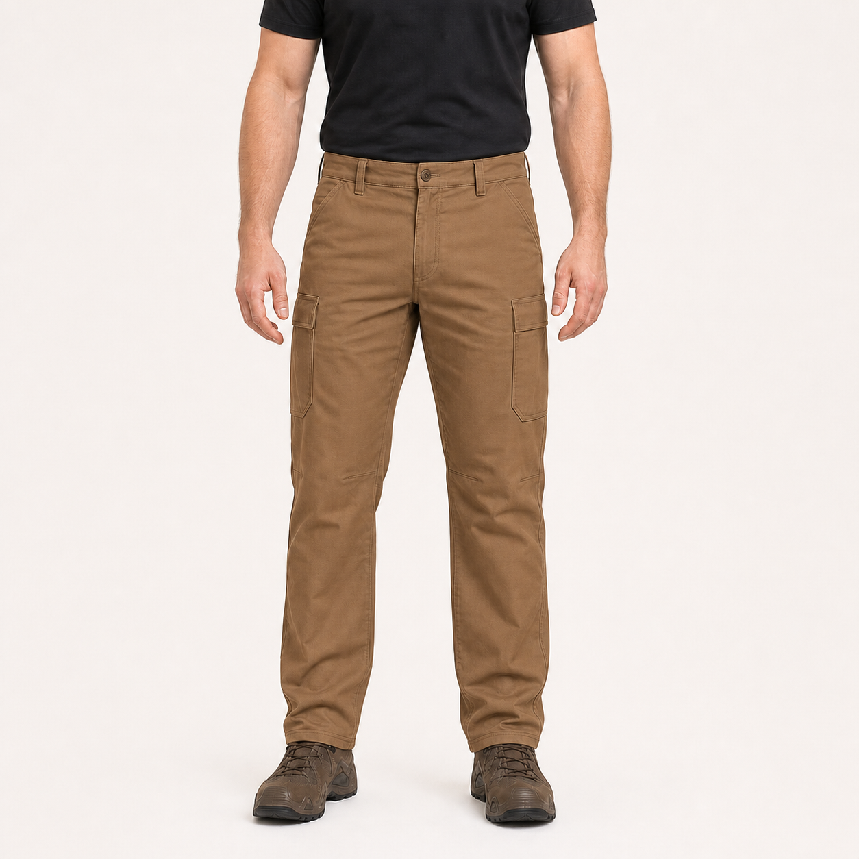 Coyote brown men's straight leg cargo pants