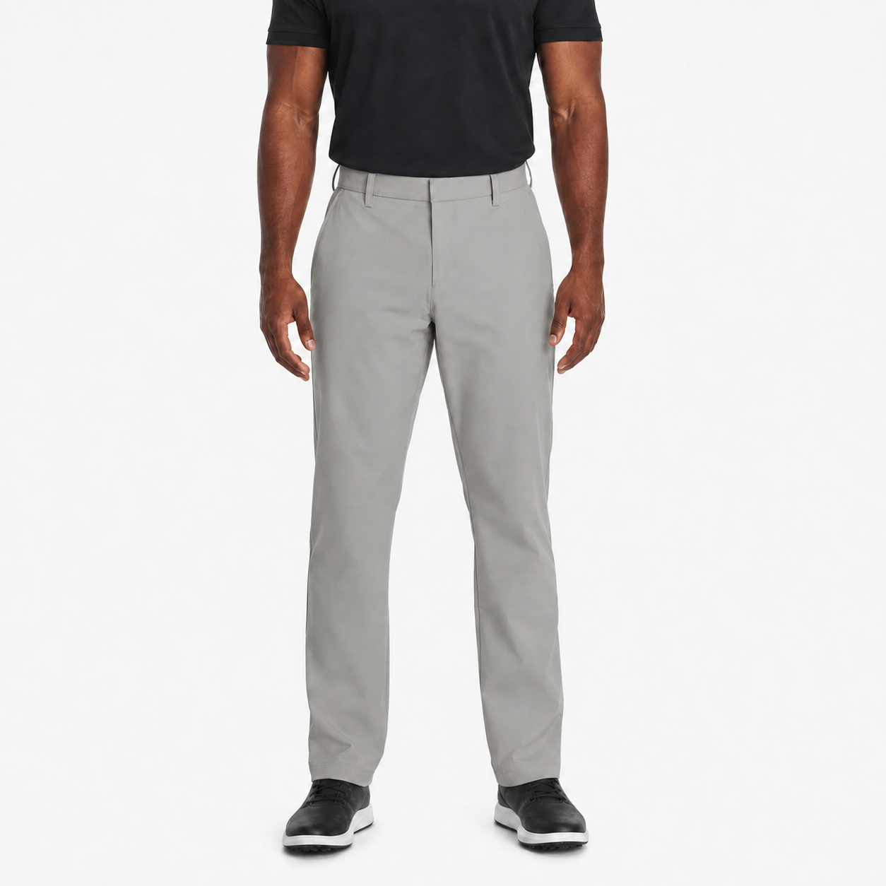 Light gray men's flat-front straight-leg pants