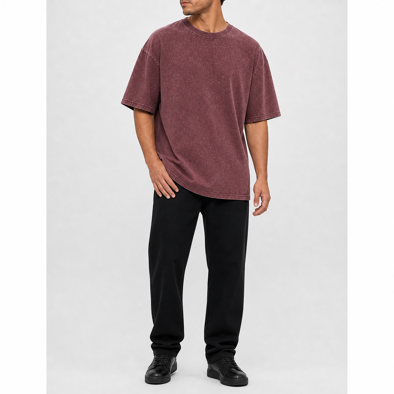 Muted burgundy men's oversized short-sleeve T-shirt