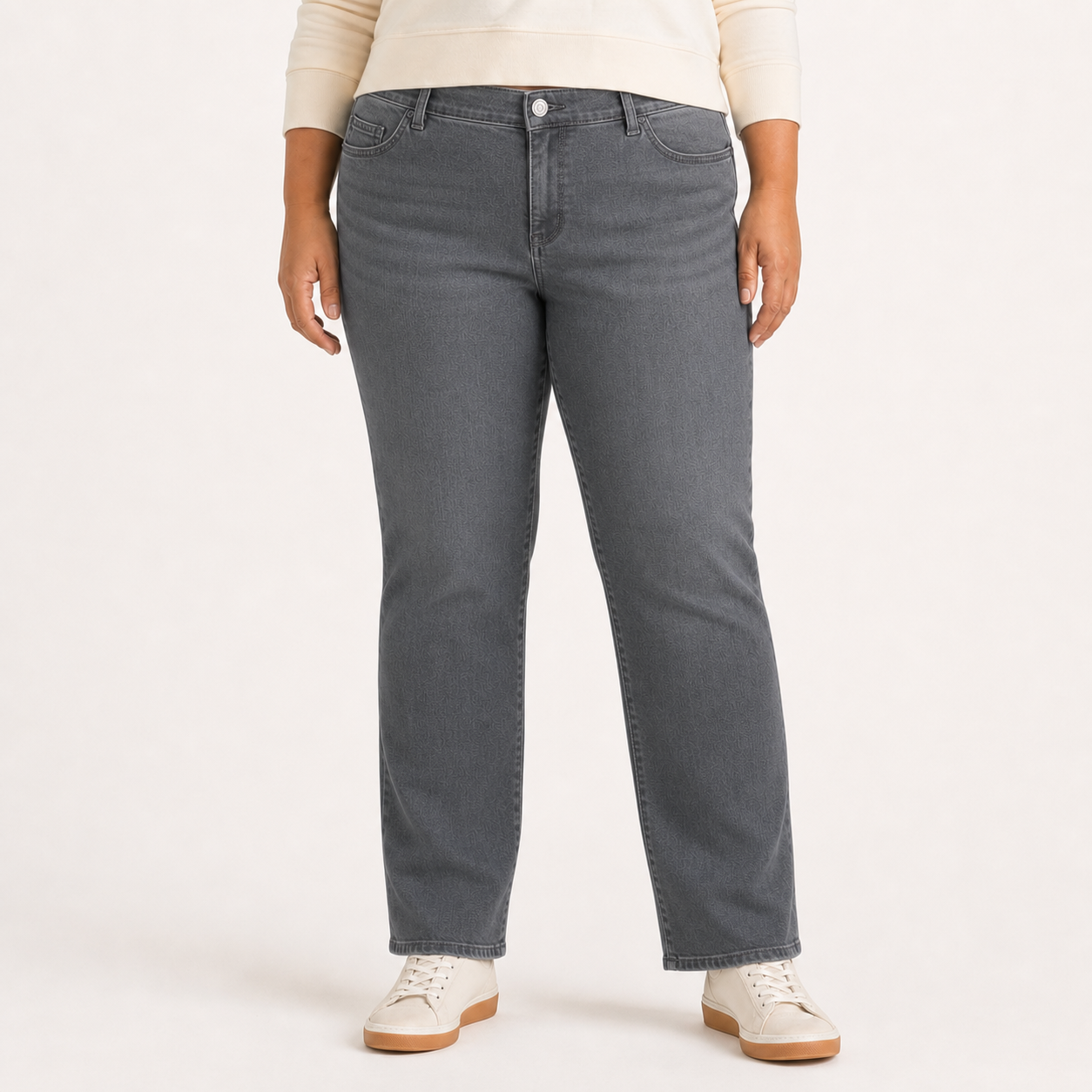 Women's charcoal-wash plus-size straight-leg jeans
