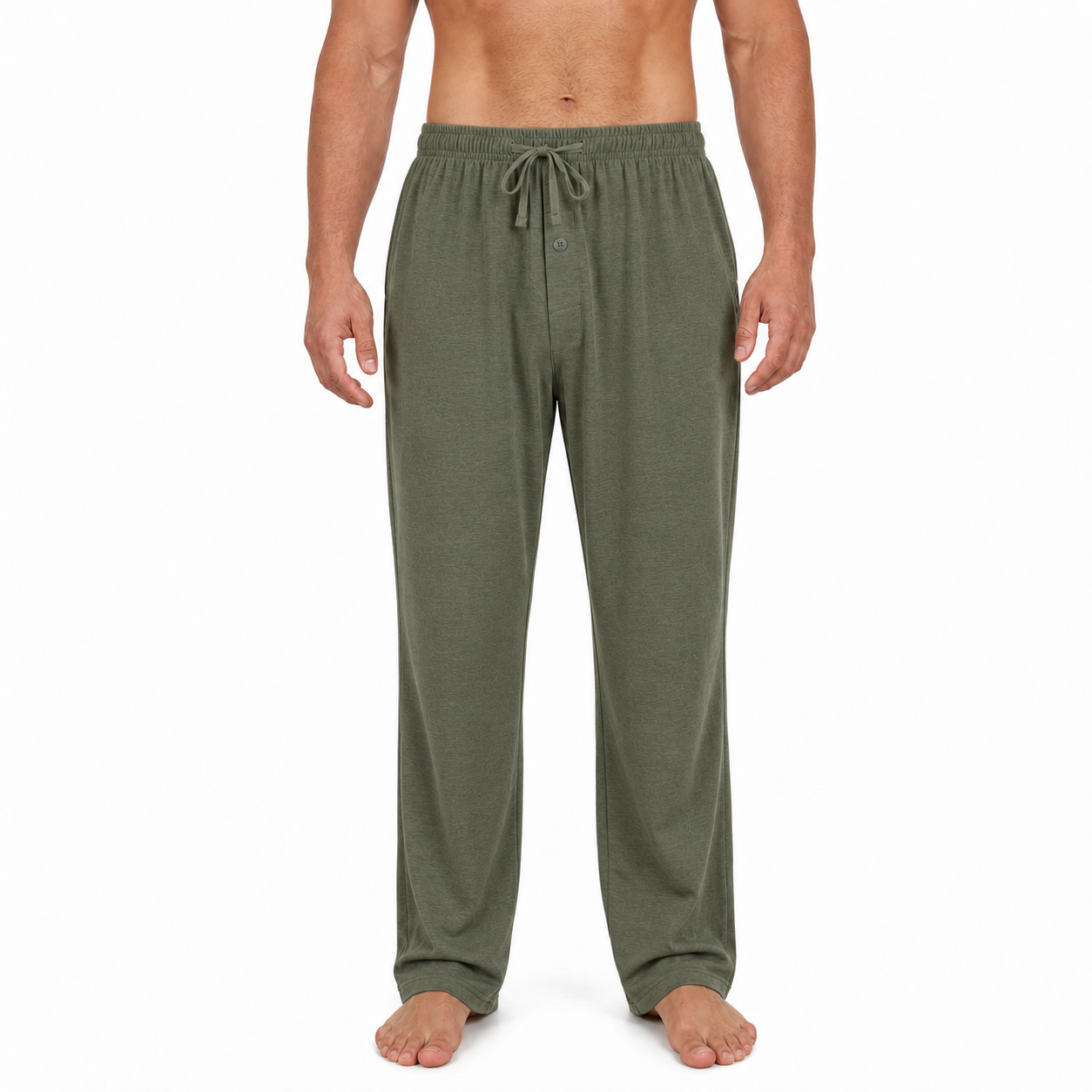 Men's olive knit drawstring lounge pants