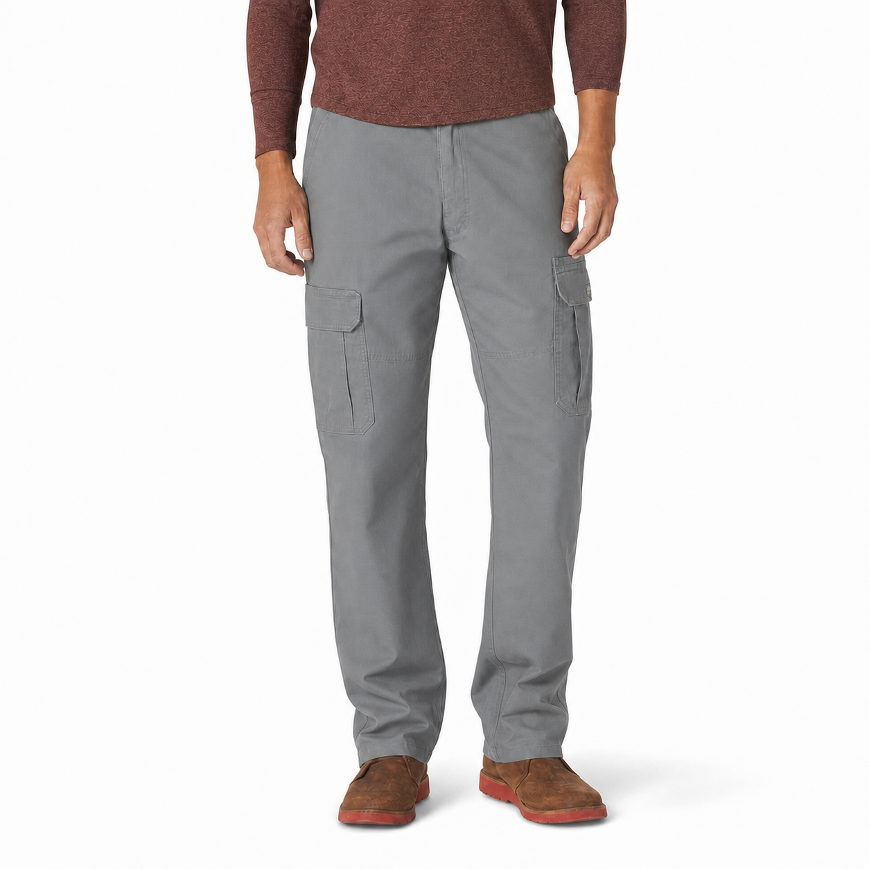 Stone gray men's relaxed straight cargo pants