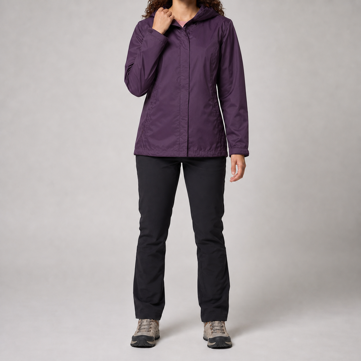 Plum lightweight hooded shell jacket