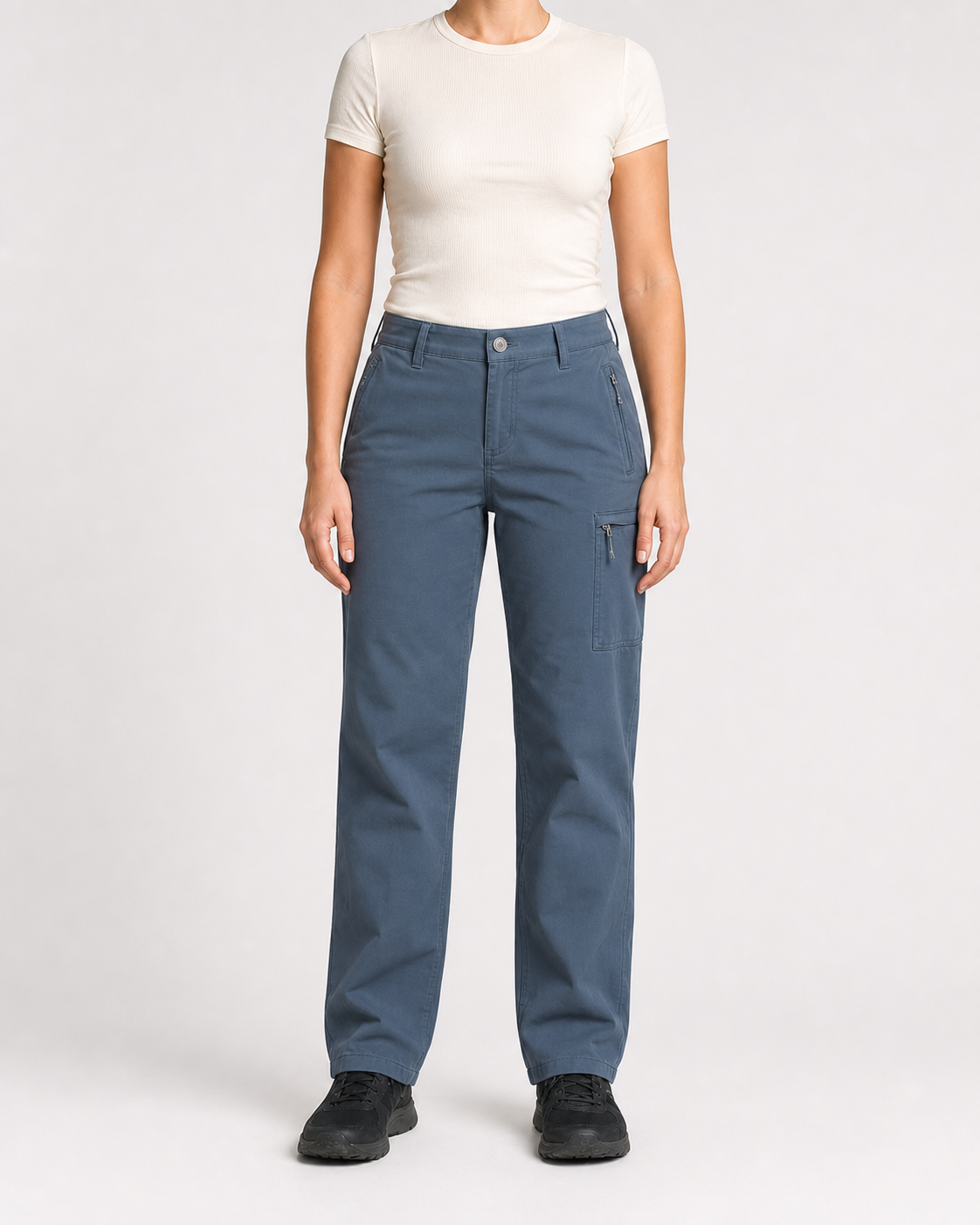 Slate blue women's zip-pocket cargo pants