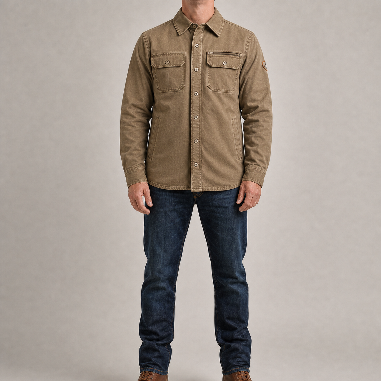 Men's khaki canvas field jacket