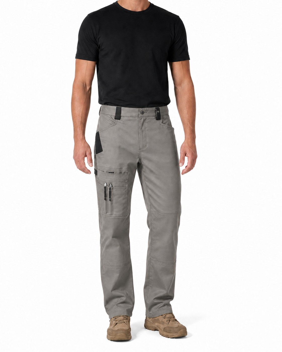Stone gray men's tool-pocket work pants
