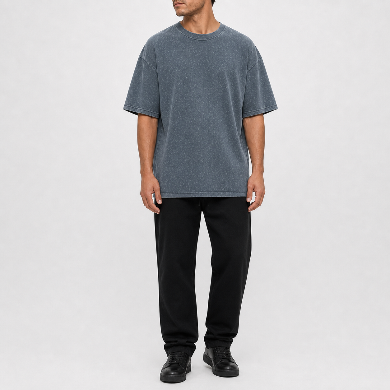 Slate blue men's oversized short-sleeve T-shirt