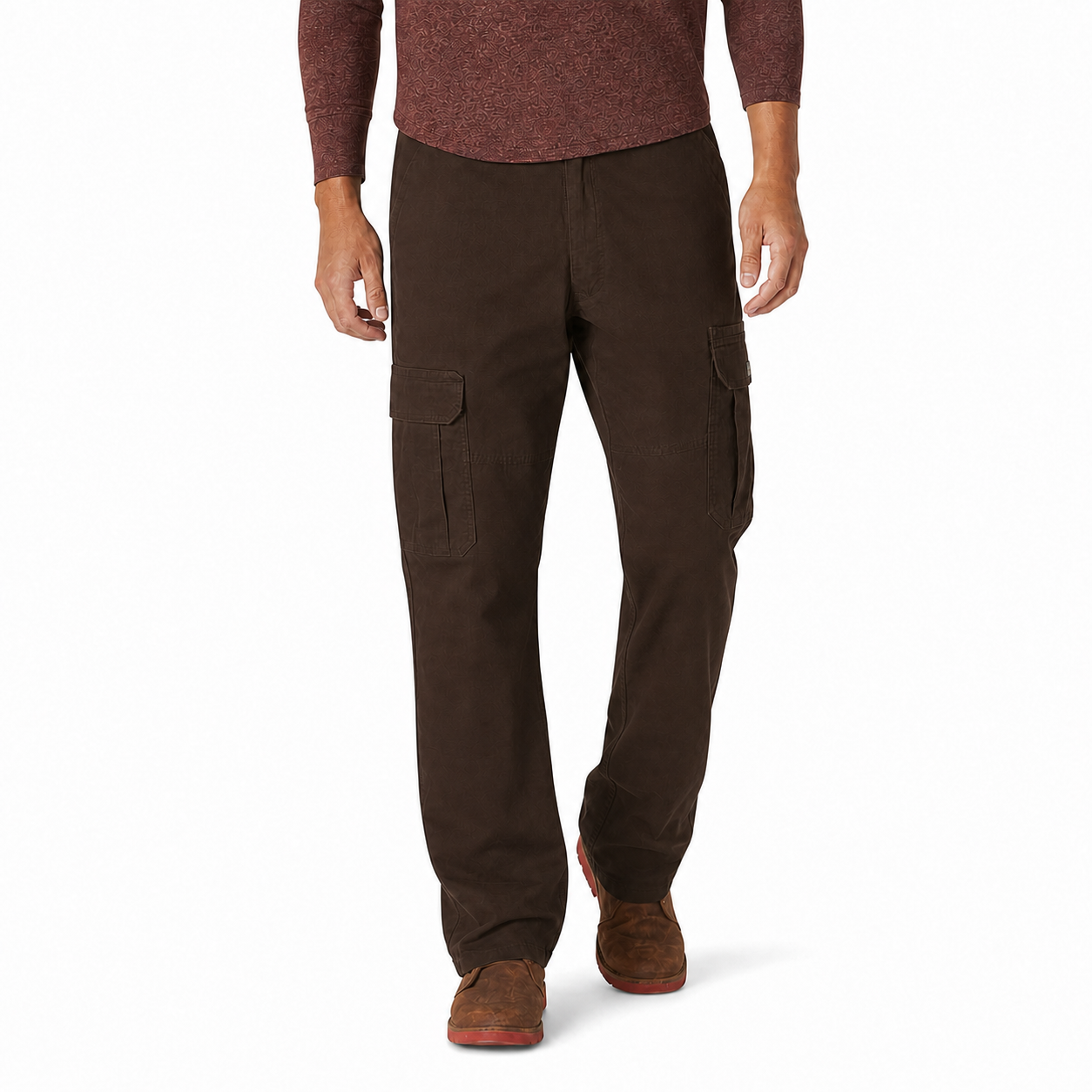 Dark brown men's relaxed straight cargo pants