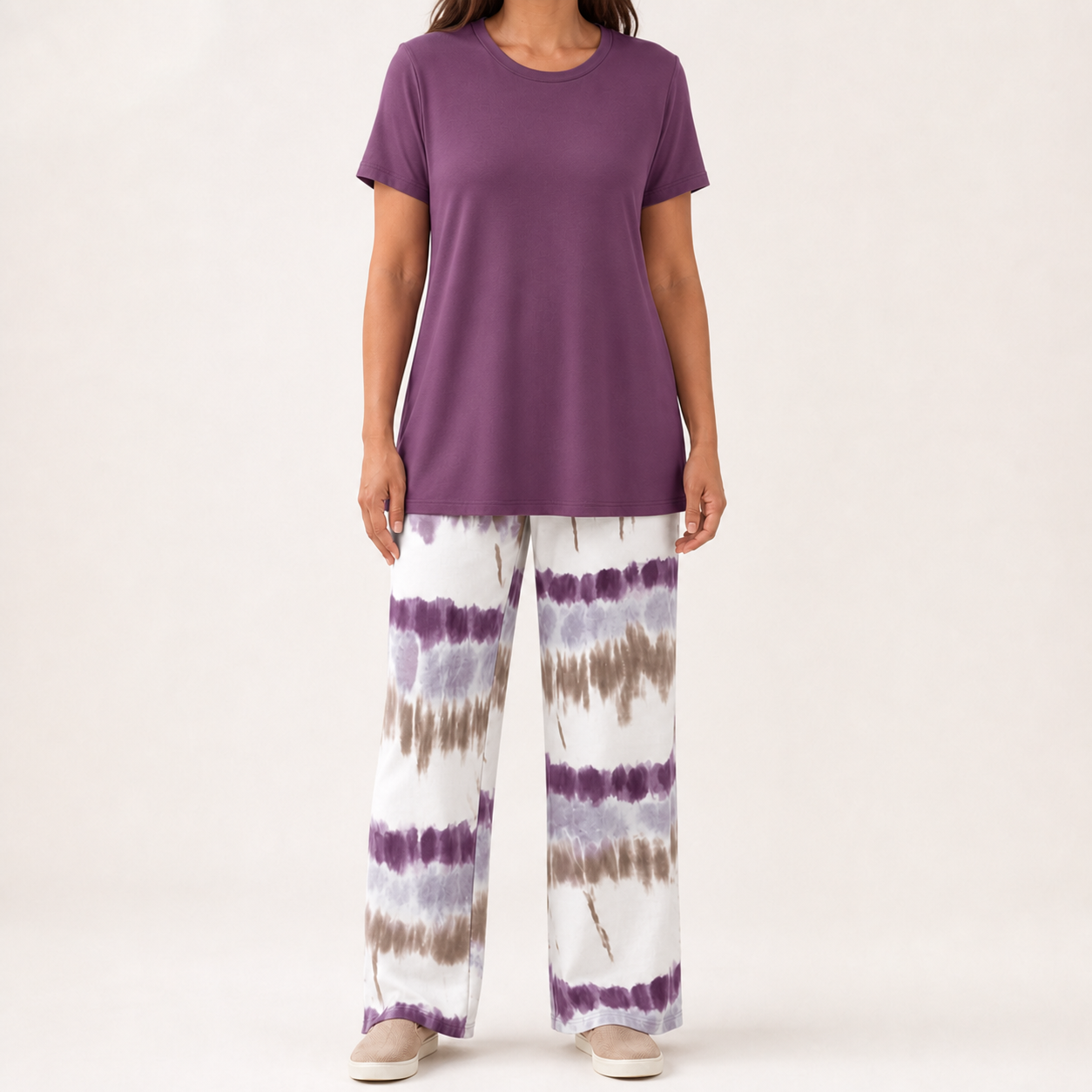 Plum women's tie dye pants lounge set