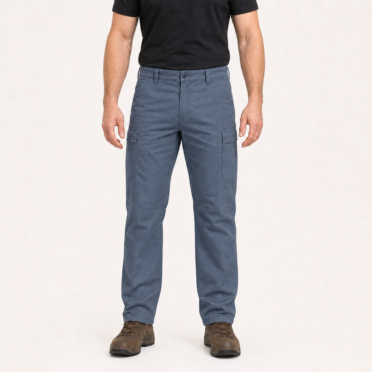 Slate blue men's straight leg cargo pants