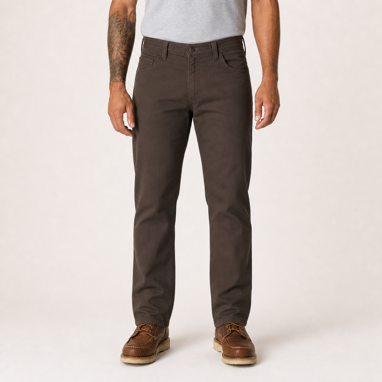 Men's dark brown classic straight-fit pants