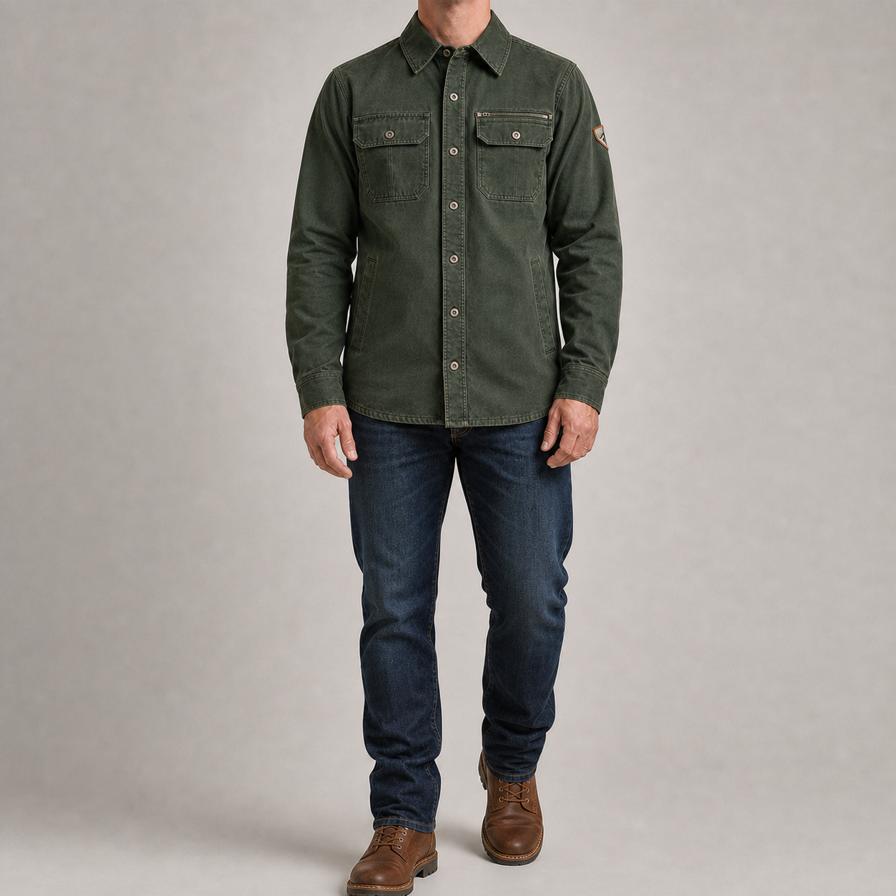 Men's forest green canvas field jacket